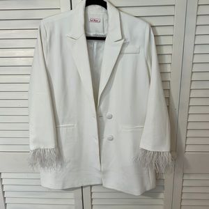 White Feather Detail Blazer